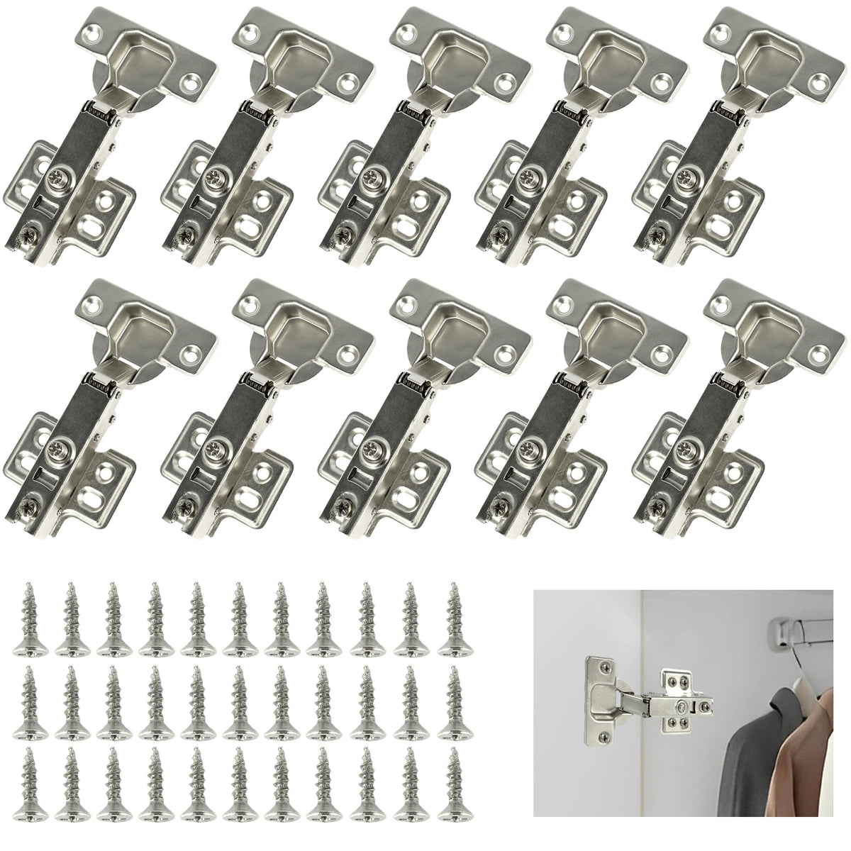 Soft Close Cabinet Hinges Concealed Steel 10/20 Pack Cabinet Door Hinges Richie's silver