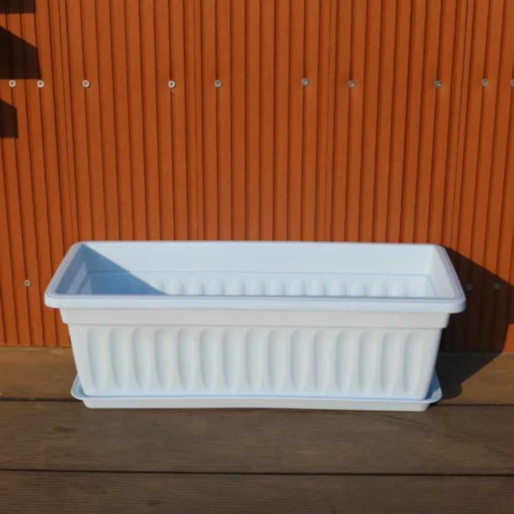 Rectangular Plastic Planter Pot with Tray – Large Balcony Garden Garden Planter Pot Richie's Blue