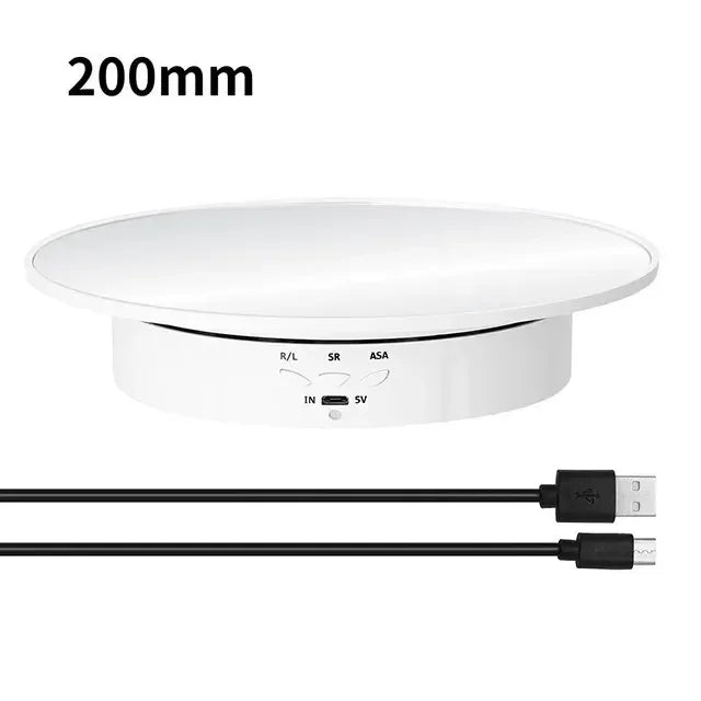 360° Electric Rotating Display Turntable 200mm | 3 Speeds Photography Display Turntable Richie's 200mm white Mirror