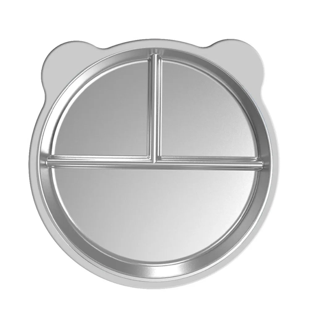 Stainless Steel Toddler Divided Plate with Silicone Suction Base Toddler Divided Plate Richie's Grey