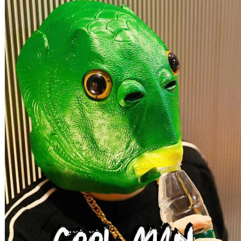 Green Fish Head Mask – Latex Novelty Animal Costume Prop Novelty Costume Mask Richie's