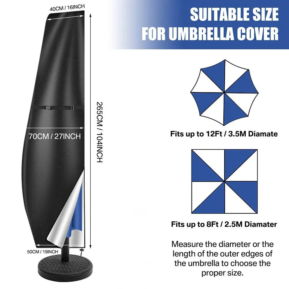 APWIKOGER Patio Umbrella Cover Waterproof Anti-UV with Zipper Patio Umbrella Cover Richie's black 265cm