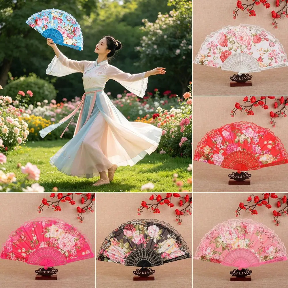Elegant Foldable Lace Hand Fan – Floral Vintage Dance Party Decorative Hand Fan Richie's