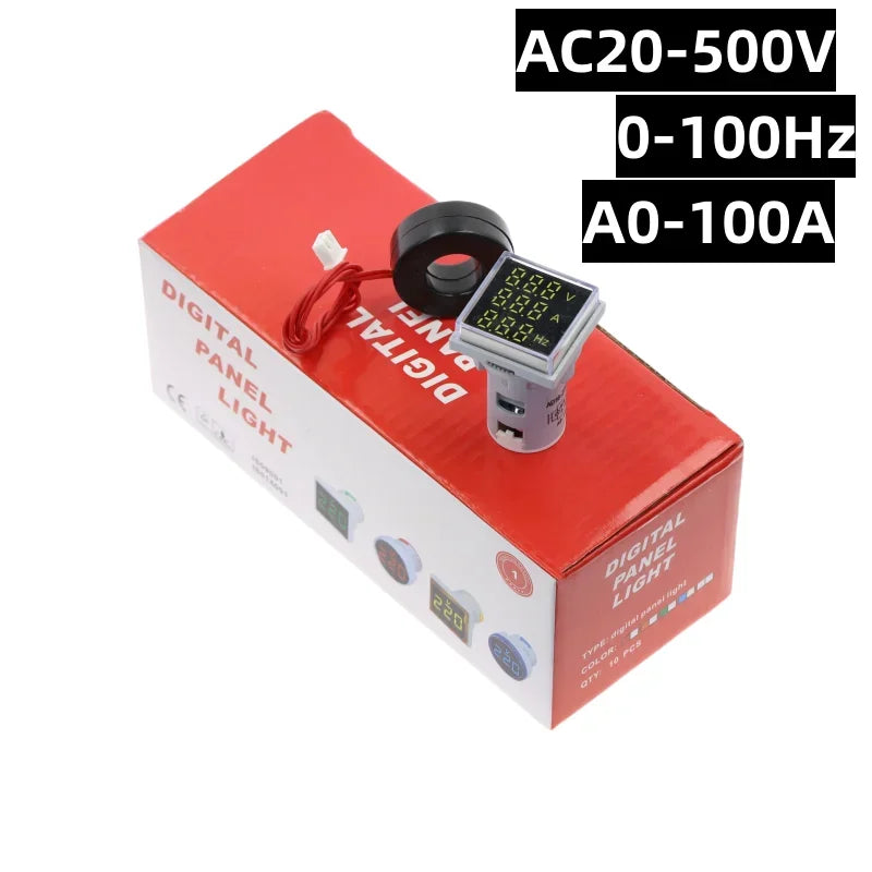 AC 20-500V 0-100A LED Digital Voltmeter Ammeter Hz Meter 10pcs Digital Panel Meter Richie's White 10pcs-A V Hz