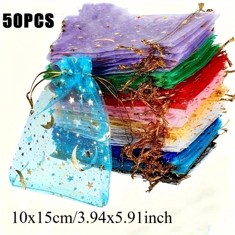 50 PCS Polyester Gift Bags – Jewelry, Wedding & Holiday Storage Gift Storage Bags Richie's Random-10x15cm-50pcs