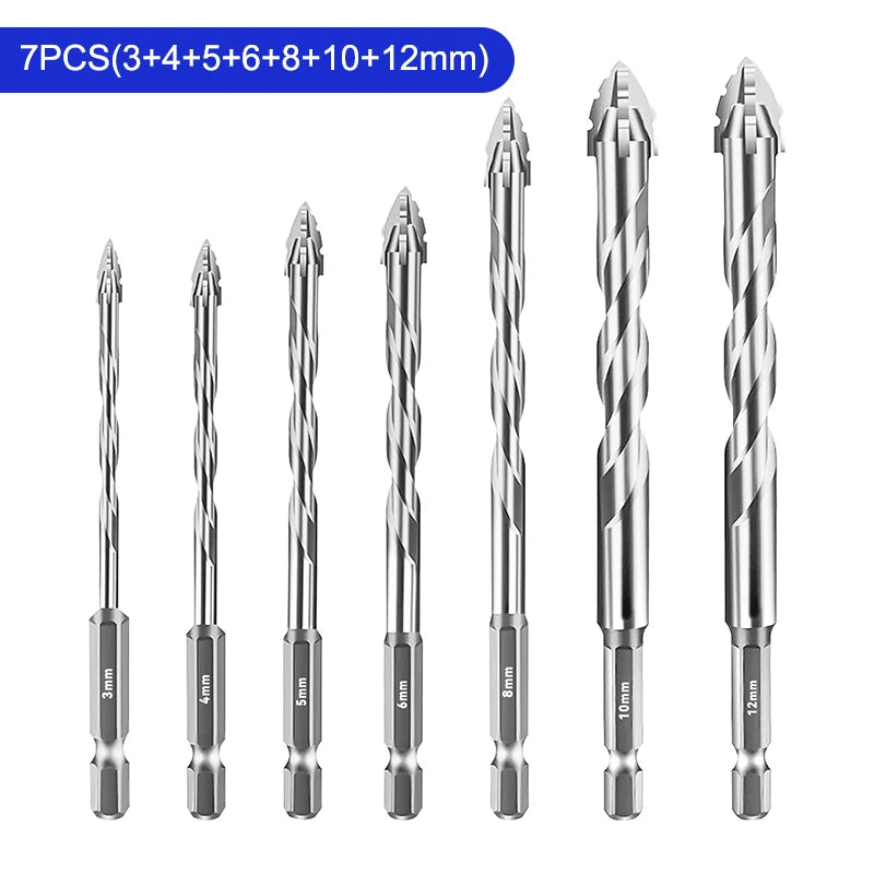 Tungsten Steel Serrated Drill Bits Set 3mm–12mm | Tile & Glass Drill Bit Set Richie's 7PCS