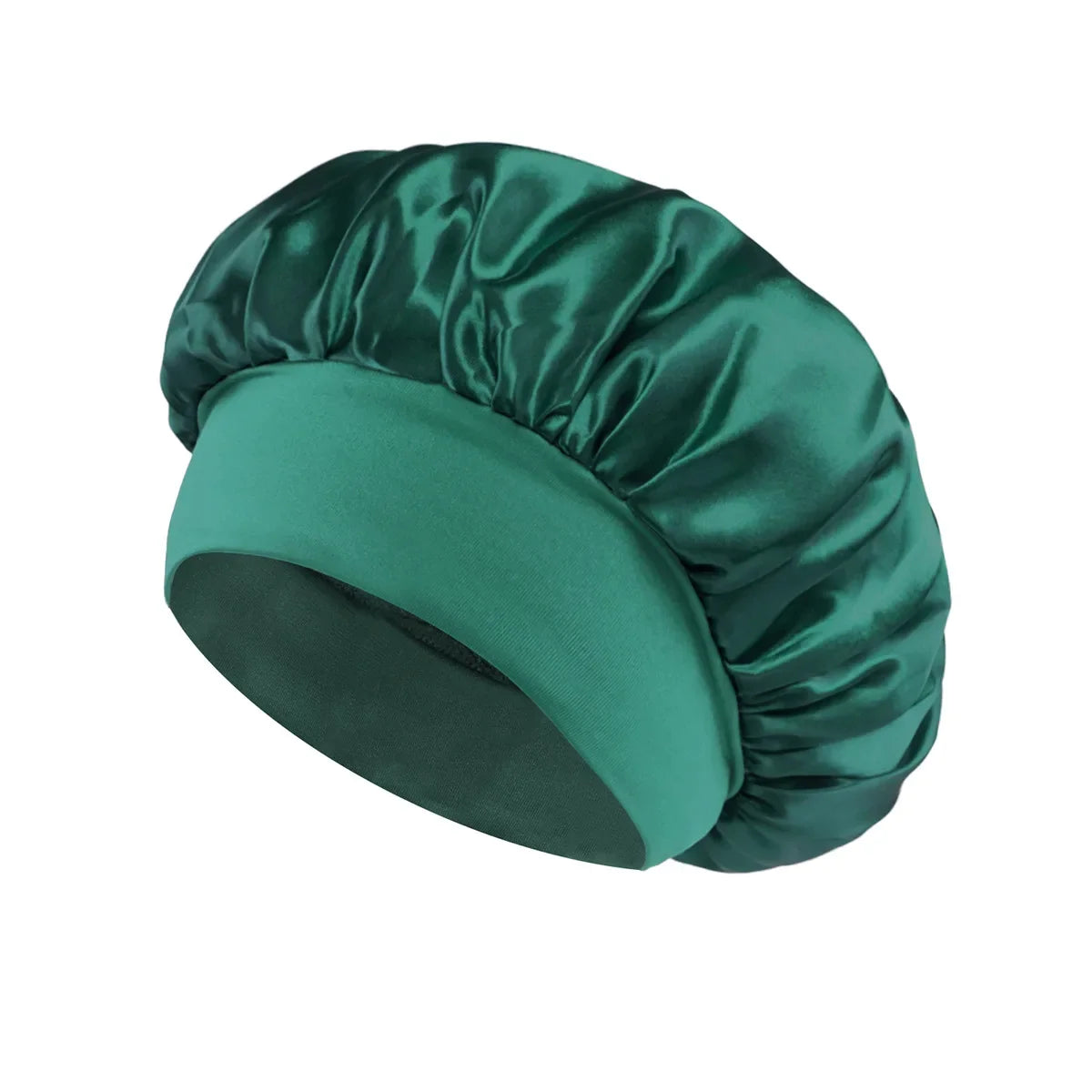 Satin Wide-Brim Sleeping Bonnet – Unisex Hair Care Night Cap Satin Sleep Bonnet Richie's DarkCyan