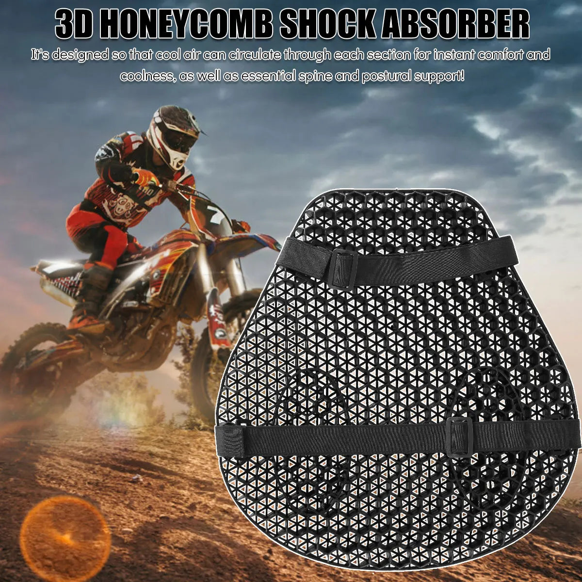 3D Honeycomb Gel Motorcycle Seat Cushion Cover – Universal Fit Motorcycle Seat Cover Richie's