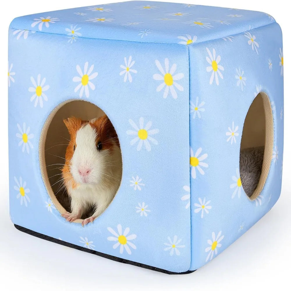 Washable Guinea Pig Hideout with Cushion – Small Pet Bed Small Pet Hideout Richie's Blue