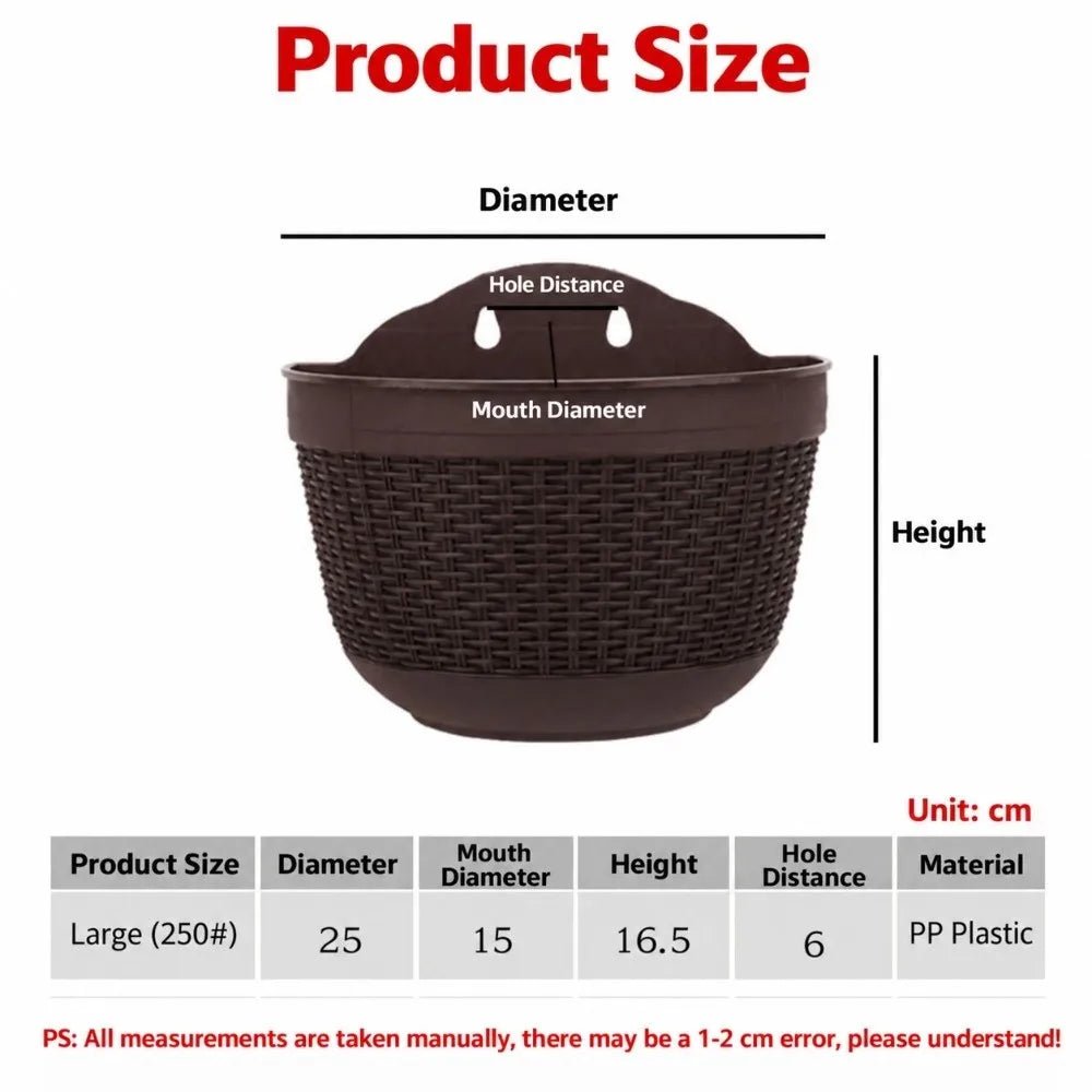 Wall-Mounted Rattan-Style Hanging Plant Pot | Semi-Circular Hanging Plant Pot Richie's