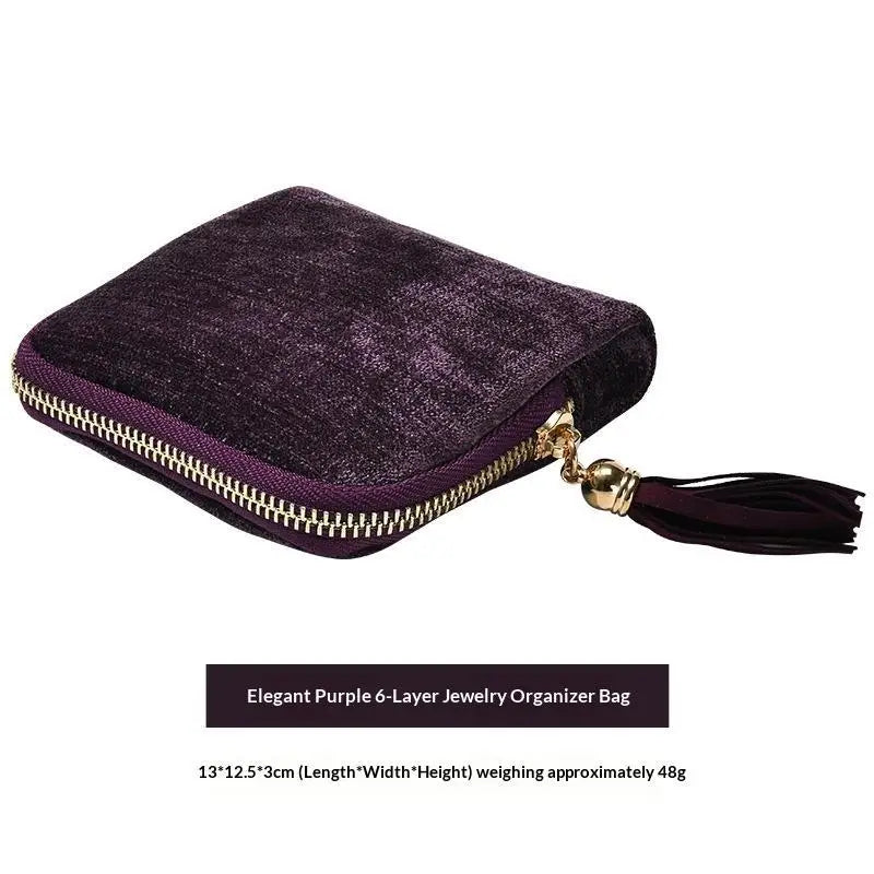 Velvet Jewelry Organizer Travel Pouch Multi-Slot Golden Zipper Jewelry Organizer Pouch Richie's A11
