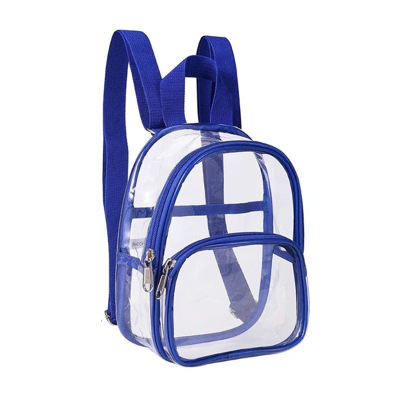 Clear PVC Transparent Backpack – Waterproof Stadium-Approved Bag Transparent Backpack Richie's blue 19x7x22.8cm