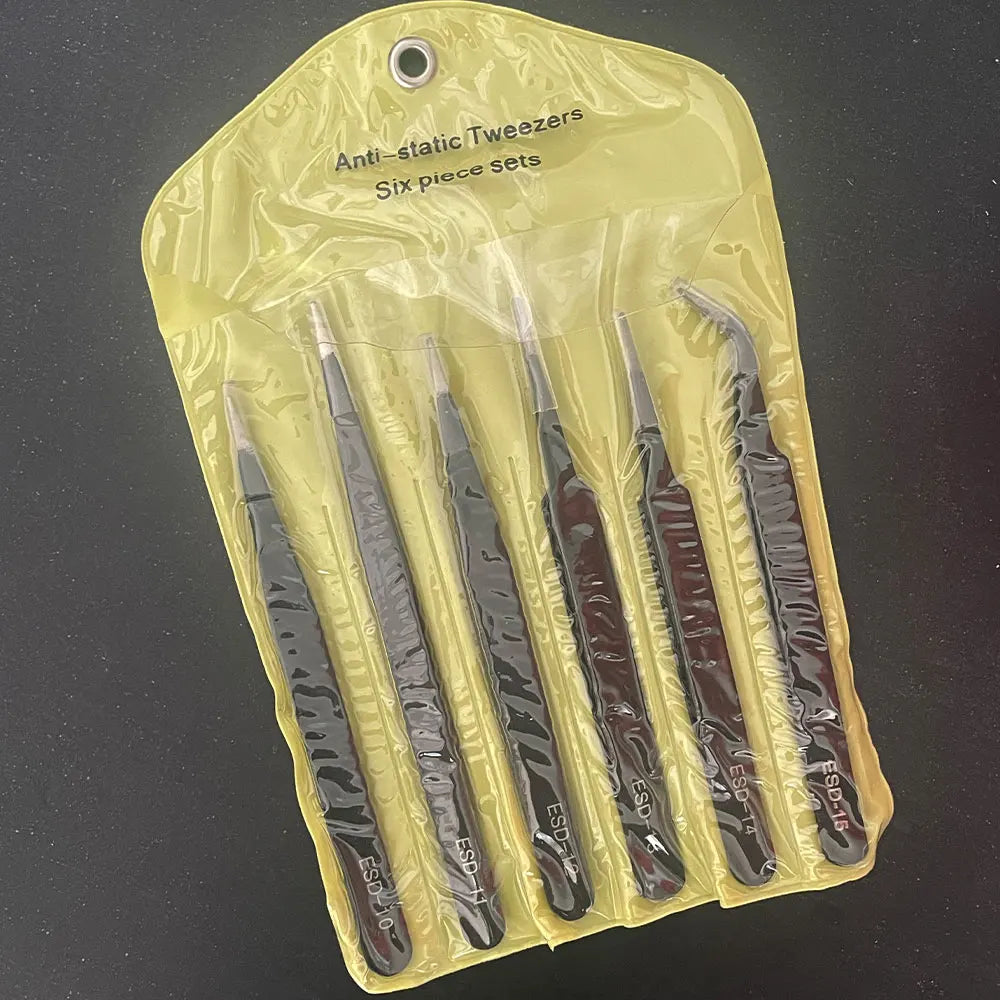 ESD Stainless Steel Precision Tweezers Anti-Static Set 6/10Pcs Precision Tweezers Set Richie's Set 3