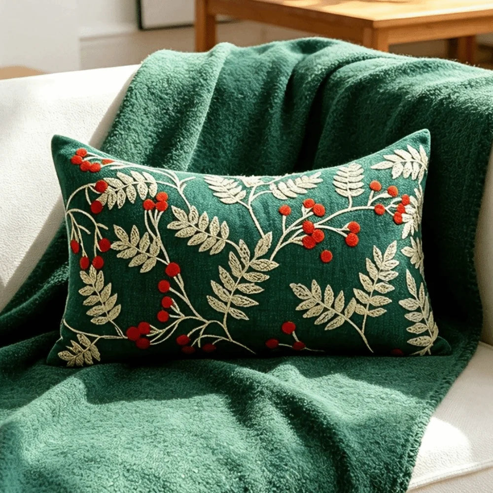 Chenille Christmas Tree Pillow Cover – Embroidered Holiday Cushion Throw Pillow Cover Richie's C