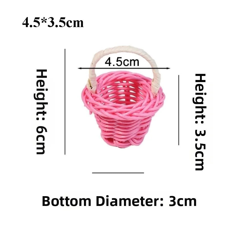 Handmade Round Wicker Basket – Hand-Woven Rattan Storage Hamper Wicker Storage Basket Richie's Pink