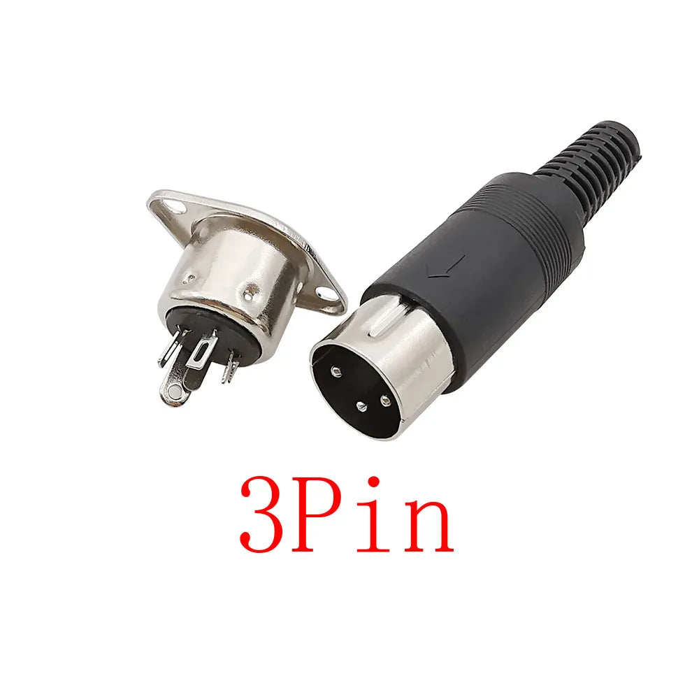 DIN 3 4 5 6 8 Pin Male Plug Female Socket Connector 2Pcs DIN Connector Richie's 3Pin-JKP-1Pair