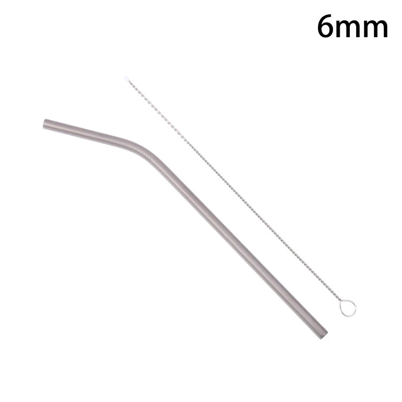 Pure Titanium Reusable Drinking Straws with Cleaning Brush Titanium Drinking Straws Richie's 6x215mm bend