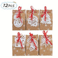 12 Christmas Kraft Paper Gift Bags with Tags & Ribbon Christmas Gift Bags Richie's Mixed 12 Pcs