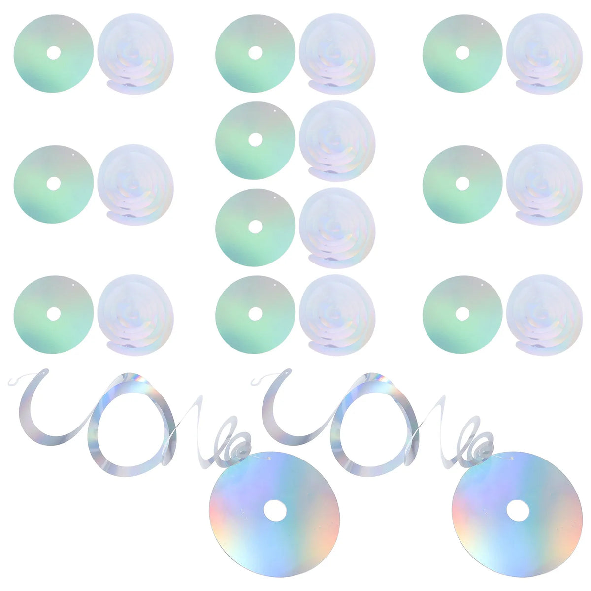 12Pcs Holographic CD Spiral Hanging Decorations – Disco Party Party Hanging Decorations Richie's other other