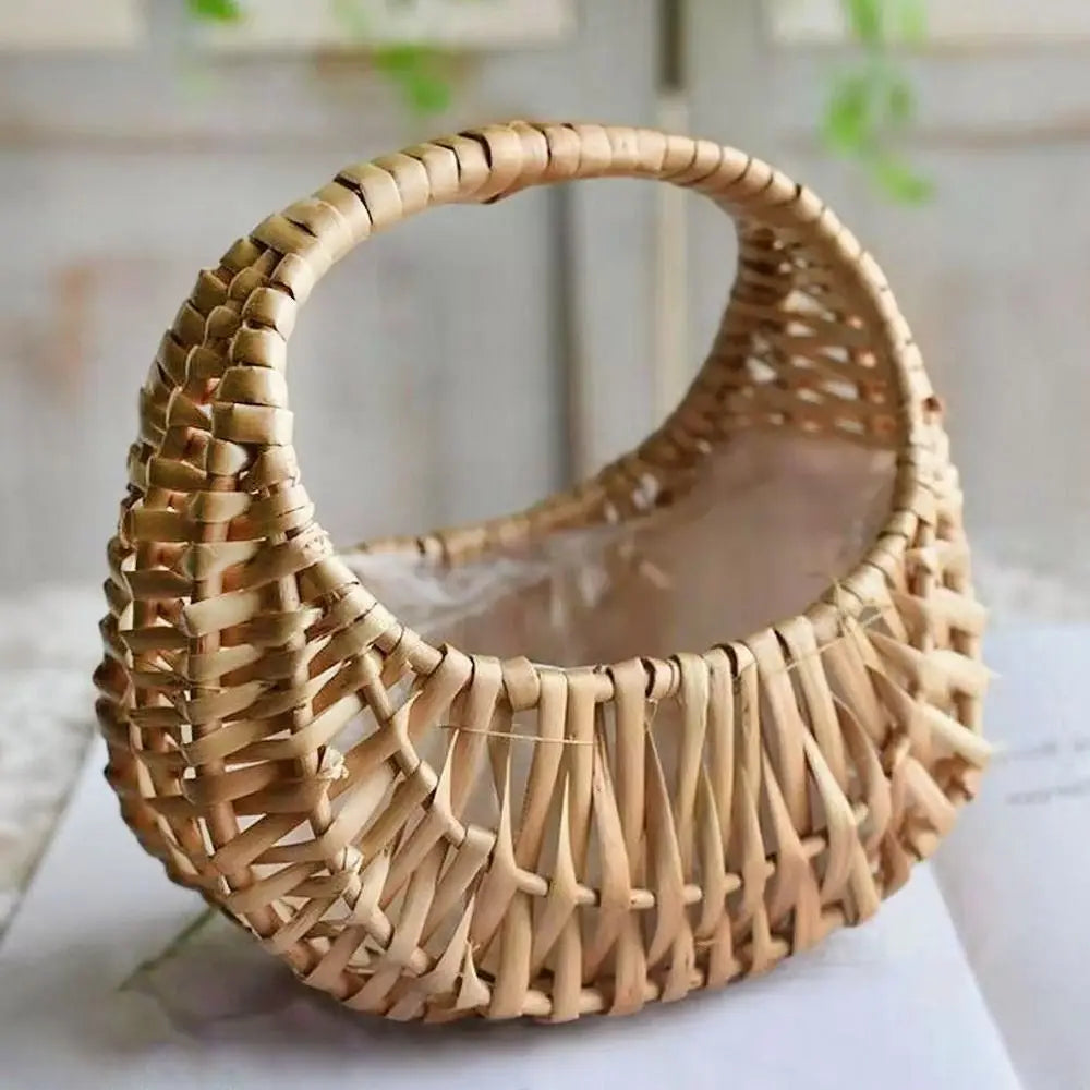 Yellow Willow Rattan Flower Girl Basket – Woven Wedding Basket Woven Rattan Basket Richie's