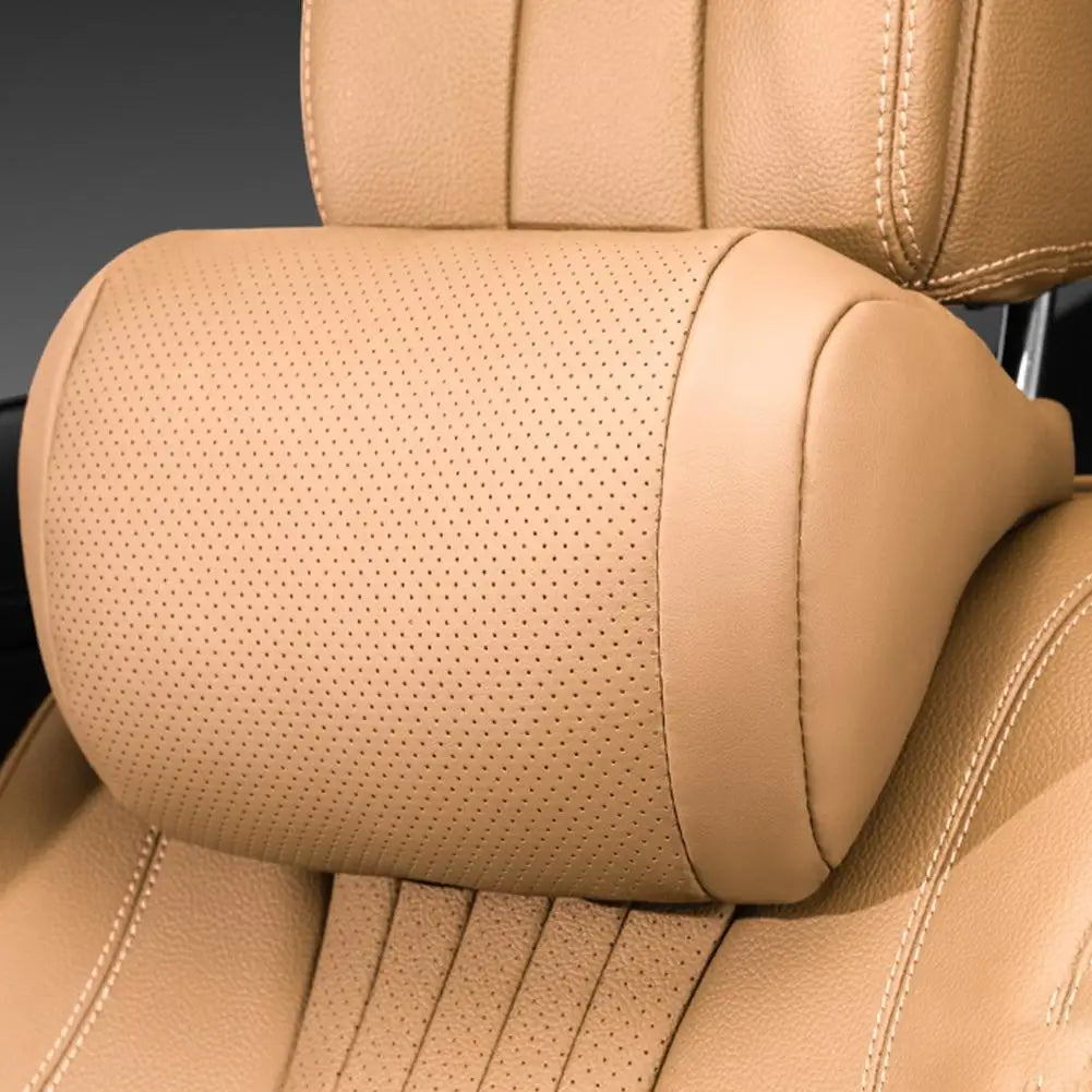 Luxury Leather Car Neck Headrest Pillow – Ergonomic Support Car Headrest Pillow Richie's