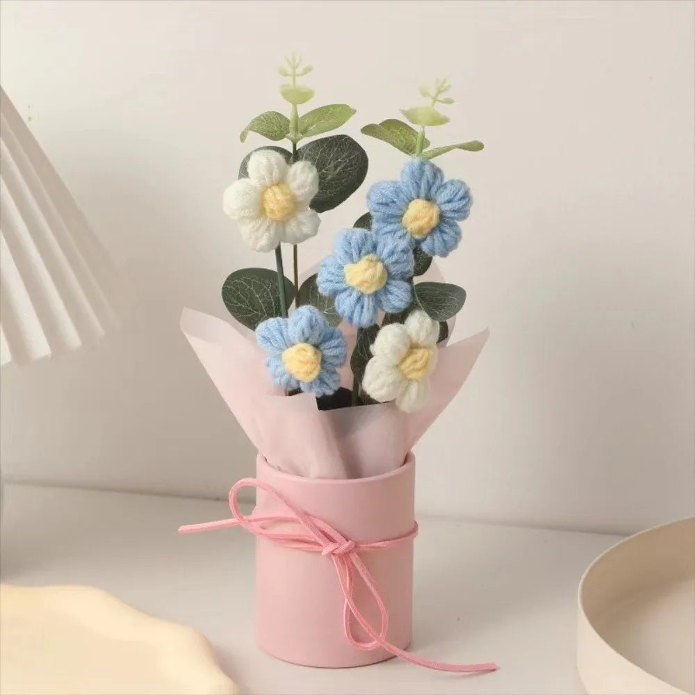 Handmade Crochet Puff Flower Bouquet – Eternal Milk Cotton Décor Crochet Flower Bouquet Richie's 03