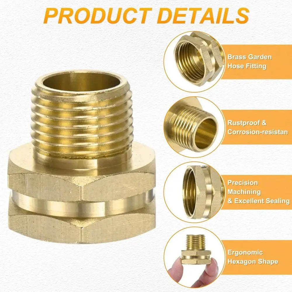 Brass 3/4" GHT to NPT Male Garden Hose Adapter Fitting Garden Hose Adapter Richie's