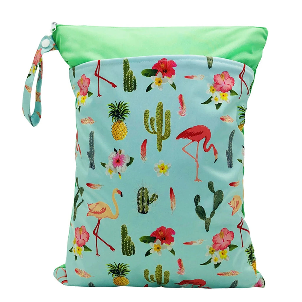 Reusable Waterproof Wet Bag with Zipper – 2 Pockets, 30x40cm Waterproof Wet Bag Richie's Flamingo