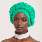 Double Braid Halo Turban Cap – African Headwrap for Women Turban Headwrap Richie's Green