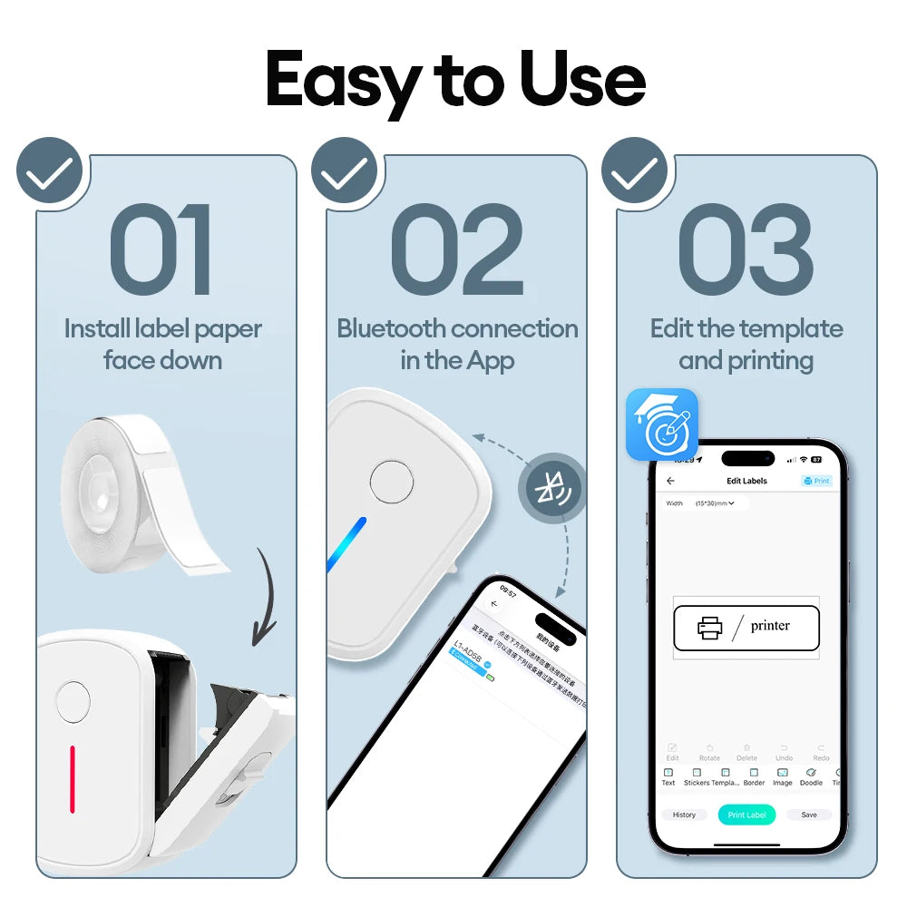 Marklife Bluetooth Thermal Label Printer – Inkless Sticker Maker Thermal Label Printer Richie's