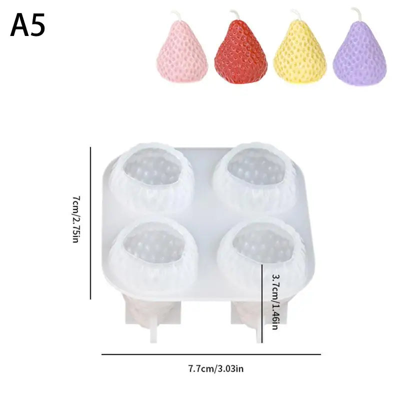 Strawberry Silicone Candle Mold – 1/4 Cavity DIY Fruit Shape Silicone Candle Mold Richie's A5
