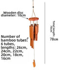6-Tube Handmade Bamboo Wind Chime – Hand-Carved Garden Decor Bamboo Wind Chime Richie's Brown