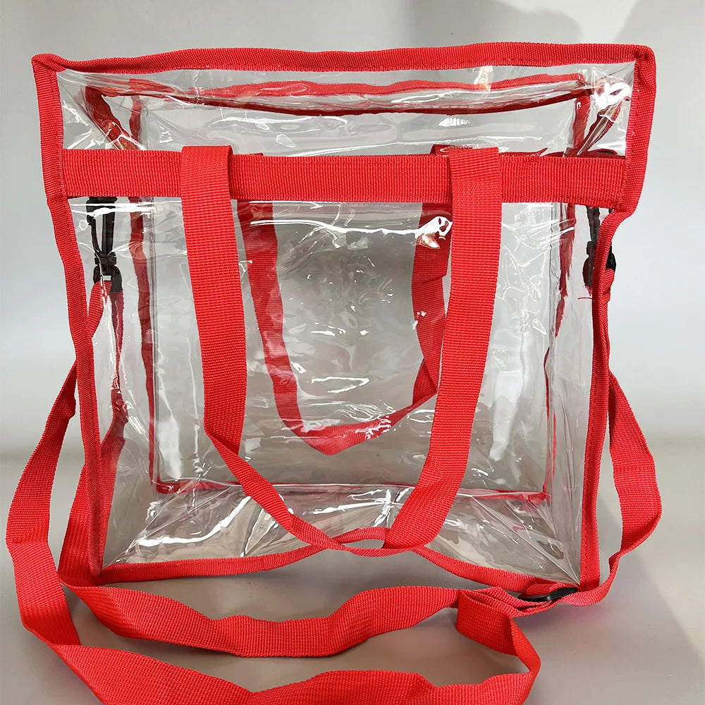 Transparent Waterproof PVC Tote Bag | Large Crossbody Shoulder PVC Tote Bag Richie's Red
