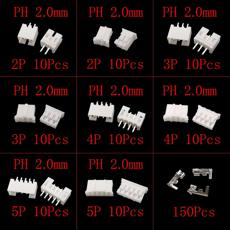 230Pcs JST PH 2.0 XH 2.54 Connector Kit – 2/3/4/5 Pin Wire Connector Kit Richie's