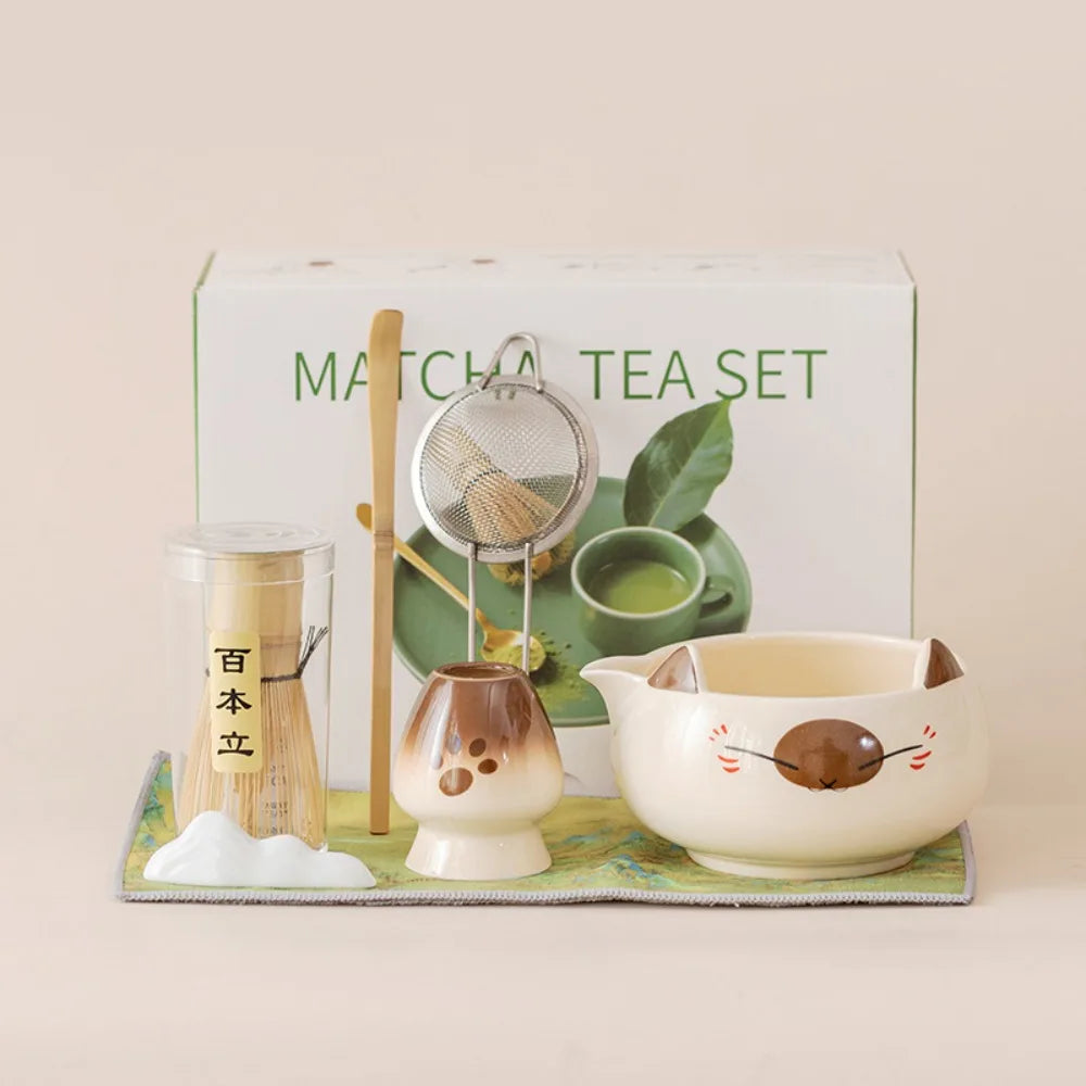 Japanese Matcha Tea Set – Ceramic Bowl & Whisk Gift Box 2/5/7pcs Matcha Tea Set Richie's 7pcs yellow