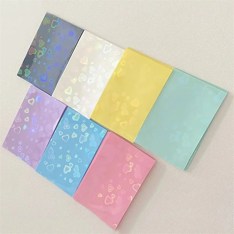50Pcs Kpop Photocard Sleeves Heart Bling PVC Card Protectors Photocard Sleeves Richie's