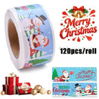 120 Pcs Christmas Doodle Sticker Roll – Festive Strip Labels Christmas Sticker Roll Richie's A 1 Roll 120 Pcs