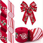 2-Roll Christmas Candy Cane Ribbon – Red & Pink Holiday Bows Holiday Craft Ribbon Richie's
