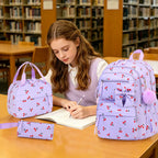 Girls Cherry Corduroy School Backpack Set – 3 Pcs Bookbag Kids Backpack Set Richie's