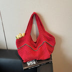 Crochet Tote Bag – Hollow Knit Women's Shoulder Handbag Crochet Tote Bag Richie's Burgundy