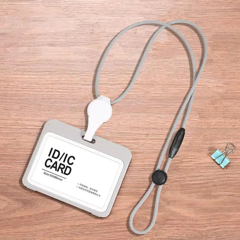 Retractable ID Badge Holder with Removable Lanyard | ABS ID Badge Holder Richie's Grey Horizontal