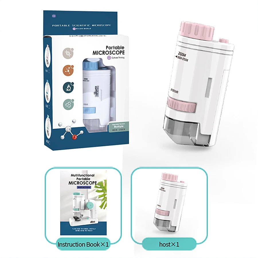 Kids Portable Microscope 80–200X Science Educational Toy Kids Science Microscope Richie's