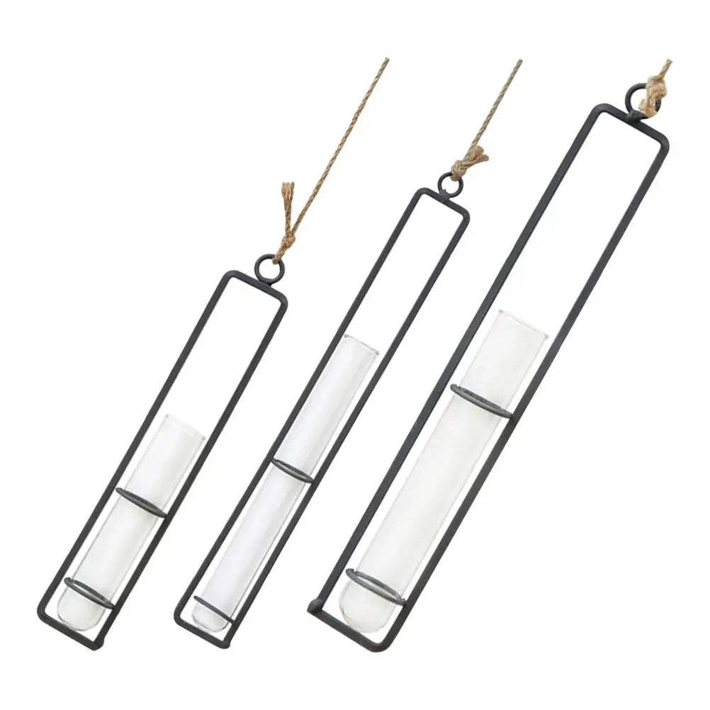 Wall Hanging Hydroponic Glass Tube Planter Set with Iron Rack Wall Planter Set Richie's