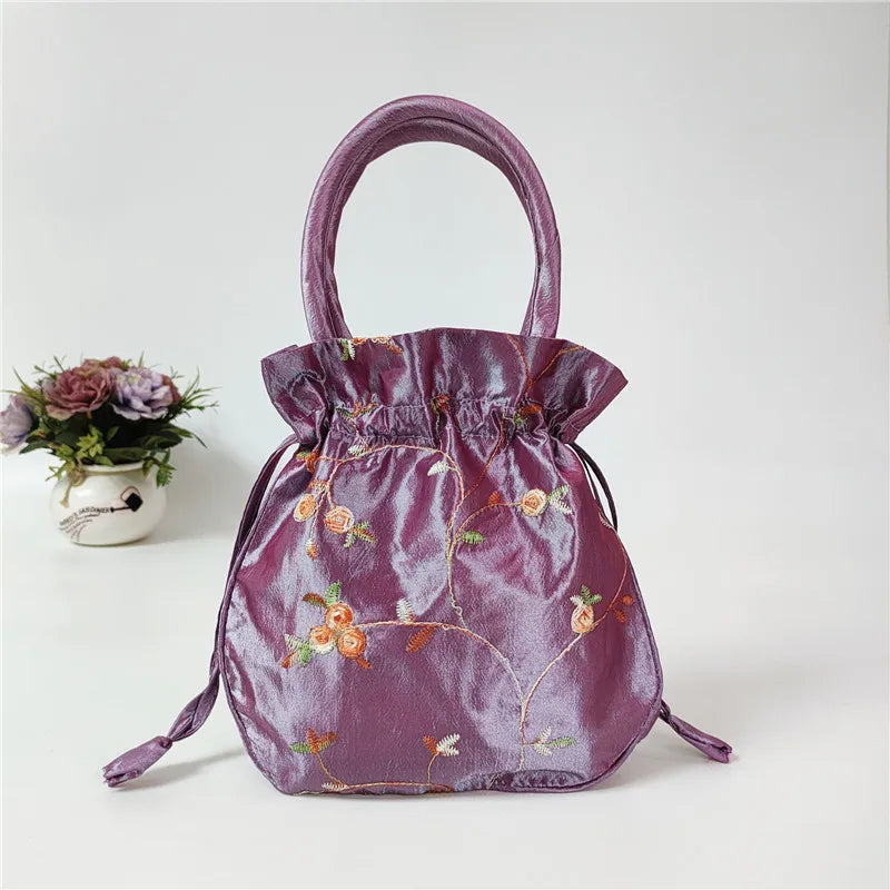 Women Embroidery Flower Cosmetic Bag – Ethnic Mini Purse & Pouch Cosmetic Pouch Richie's light purple 2