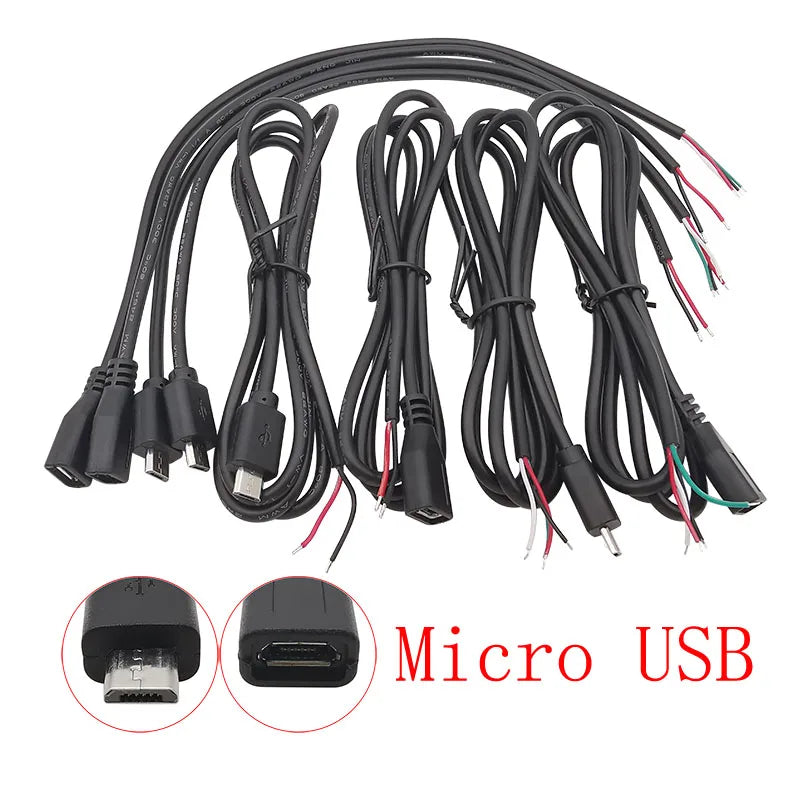 USB Connector Cable Micro USB Type C USB 2.0 A Male Female DIY USB Connector Cable Richie's