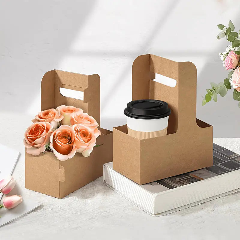 Kraft Paper Drink Carrier With Handle – 1 or 2 Cup, 10/20/50 Pk Paper Drink Carrier Richie's