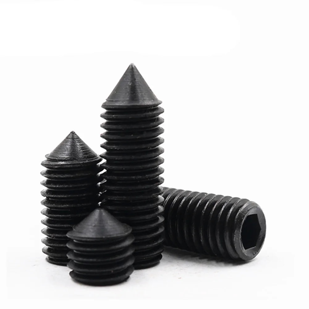 50Pcs DIN914 Grade 12.9 Hex Socket Cone Point Set Screws M2–M4 Hex Socket Set Screws Richie's