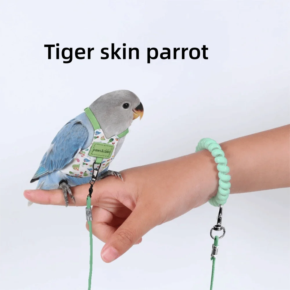 Adjustable Breathable Parrot Flight Harness & Walking Leash Bird Flight Harness Richie's Green-Style1
