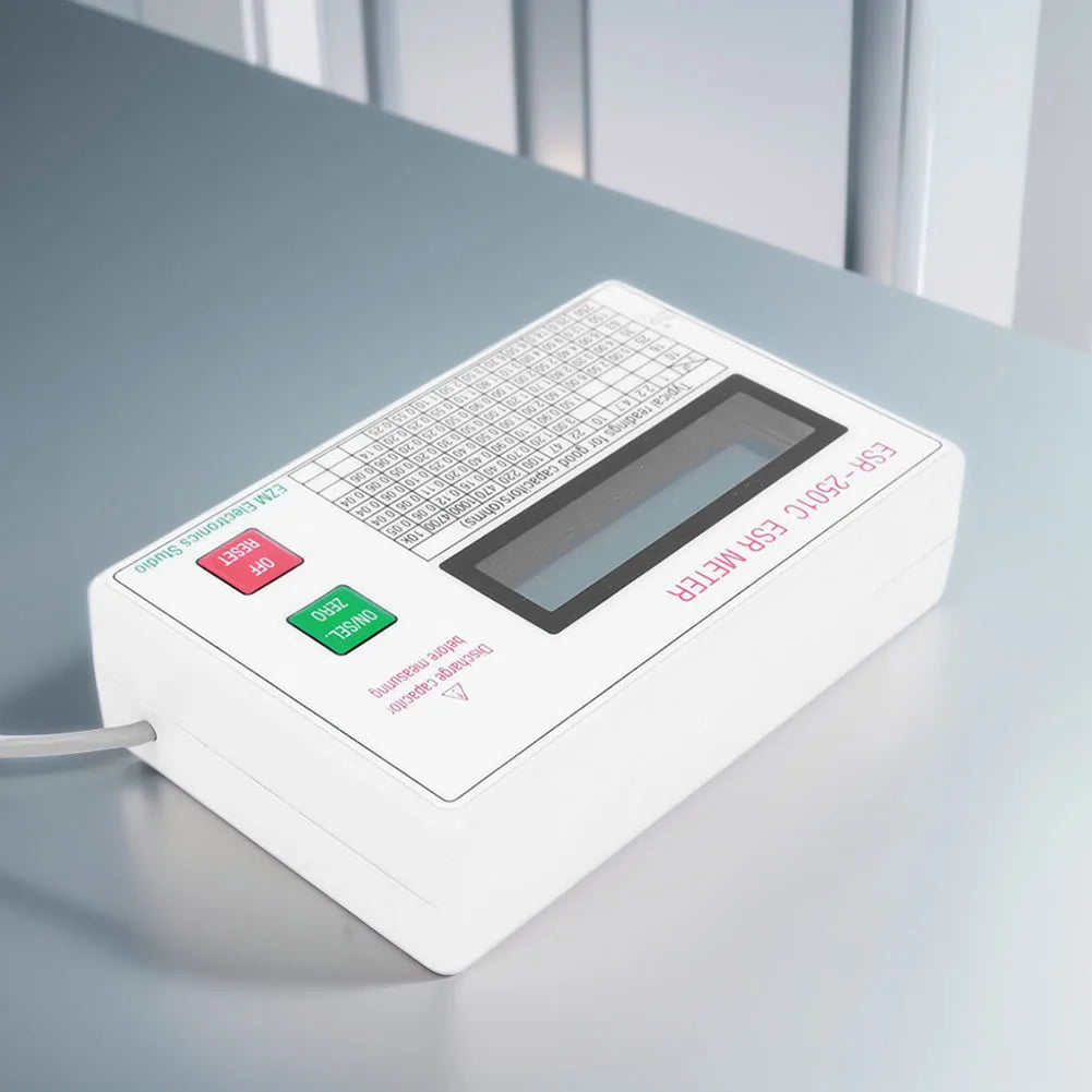 ESR DCR Capacitor Tester LCD Meter with Test Leads & Smart Shutdown Capacitor ESR Tester Richie's