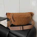 Women's Plush Faux Fur Crossbody Bag – Trendy Winter Shoulder Bag Crossbody Shoulder Bag Richie's brown